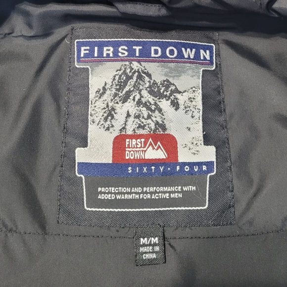 FIRST DOWN Black Goose Down Hooded Nylon Artic Parka JACKET - Picture 10 of 11